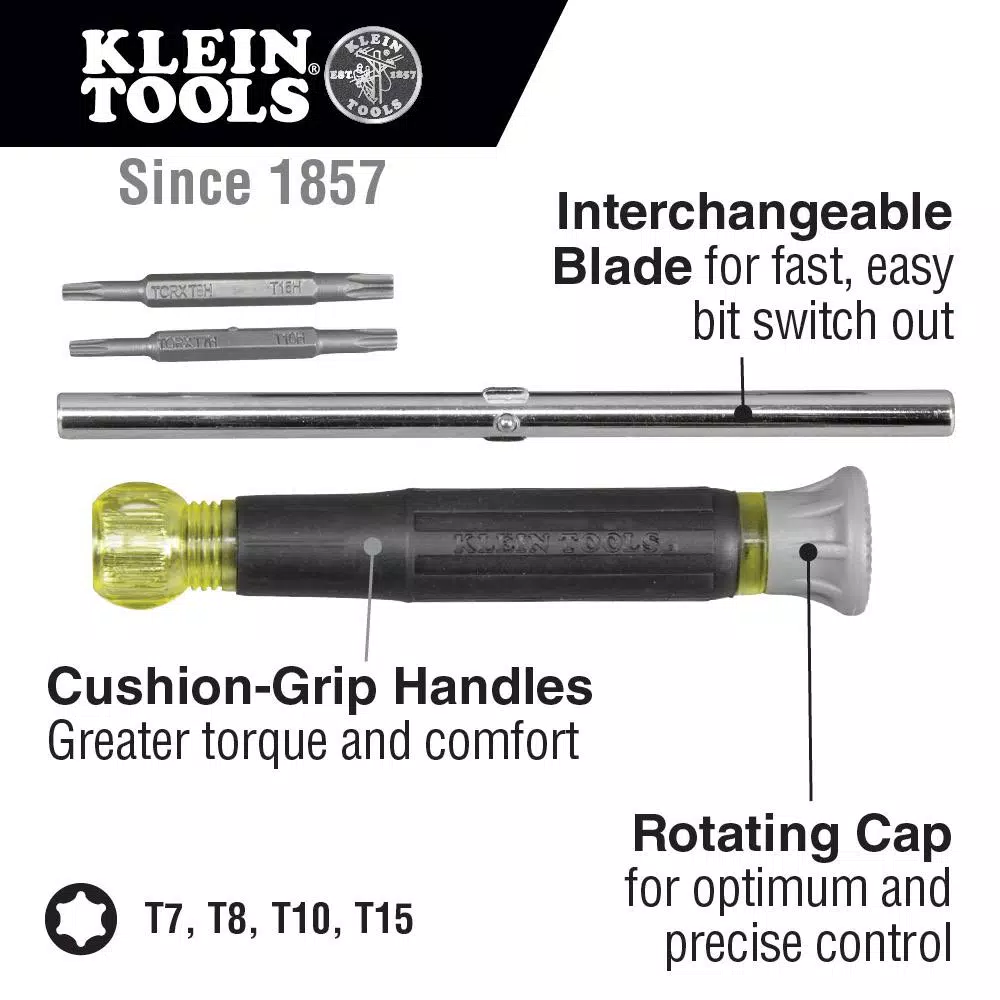 Klein Tools 4-in-1 Tamper-Proof Torx Electronics Screwdriver Set