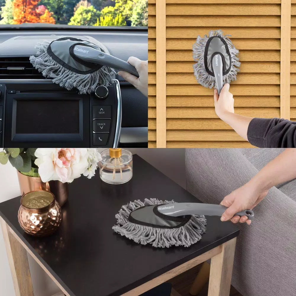 Stalwart Gray Car Duster 2-Pack - Soft Cotton Yarn Interior & Exterior Cleaner