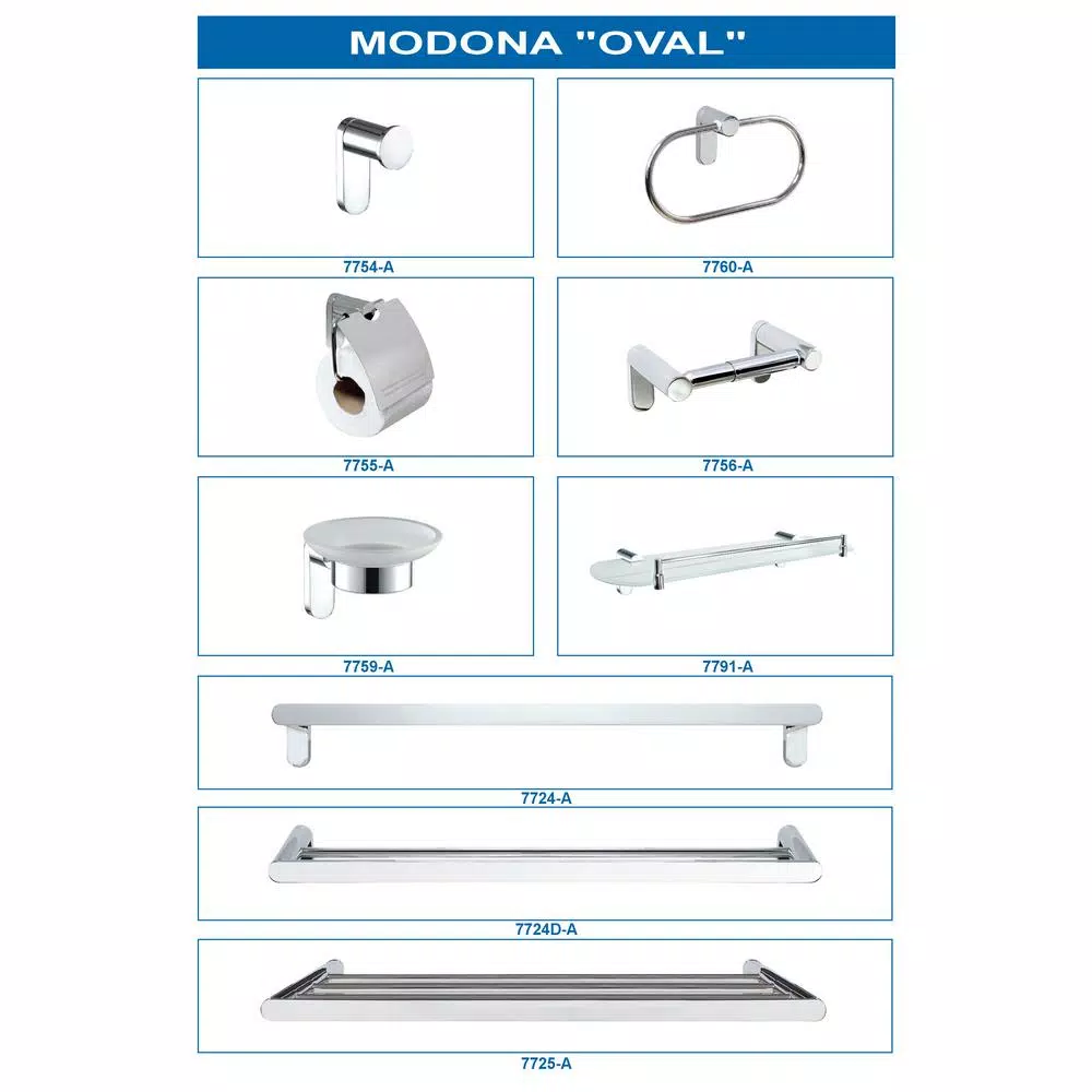 MODONA Oval Single Robe and Towel Hook, Polished Chrome