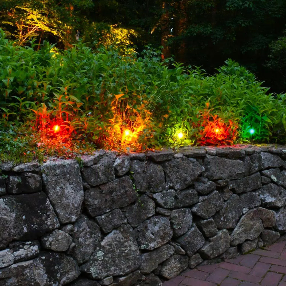 LUMABASE 2.5 in. Round Solar Color Changing Glass Pathway String Lights, 8-Light Set