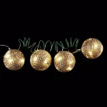 Unbranded Starlite Creations 4-Piece Gold Tinsel LED Christmas Ornament Set, 36 Lights, 4 in. thumbnail 1