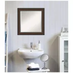 Amanti Art Cyprus Walnut 24.88 in. x 24.88 in. Square Wood Framed Bathroom Vanity Wall Mirror thumbnail 6