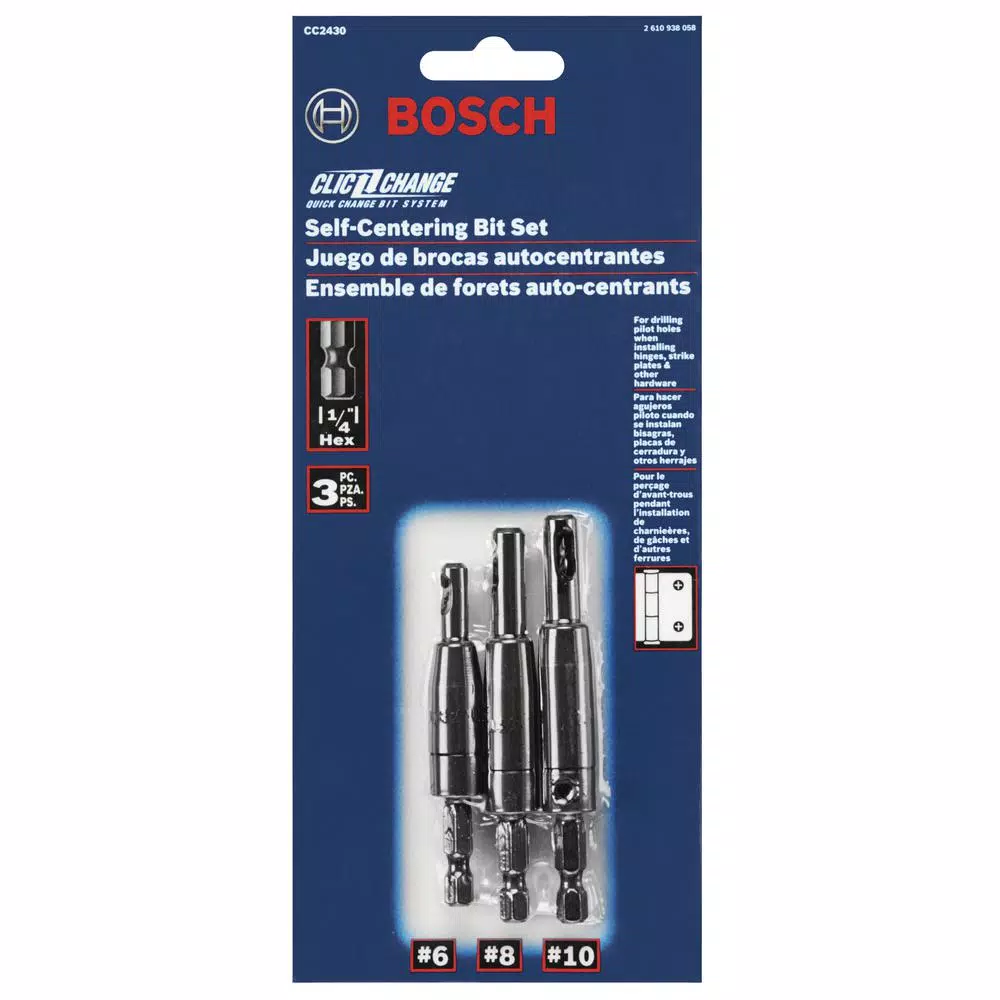 Bosch Clic-Change 1/4 in. Steel Self-Centering Drill Bit Set, 3-Piece