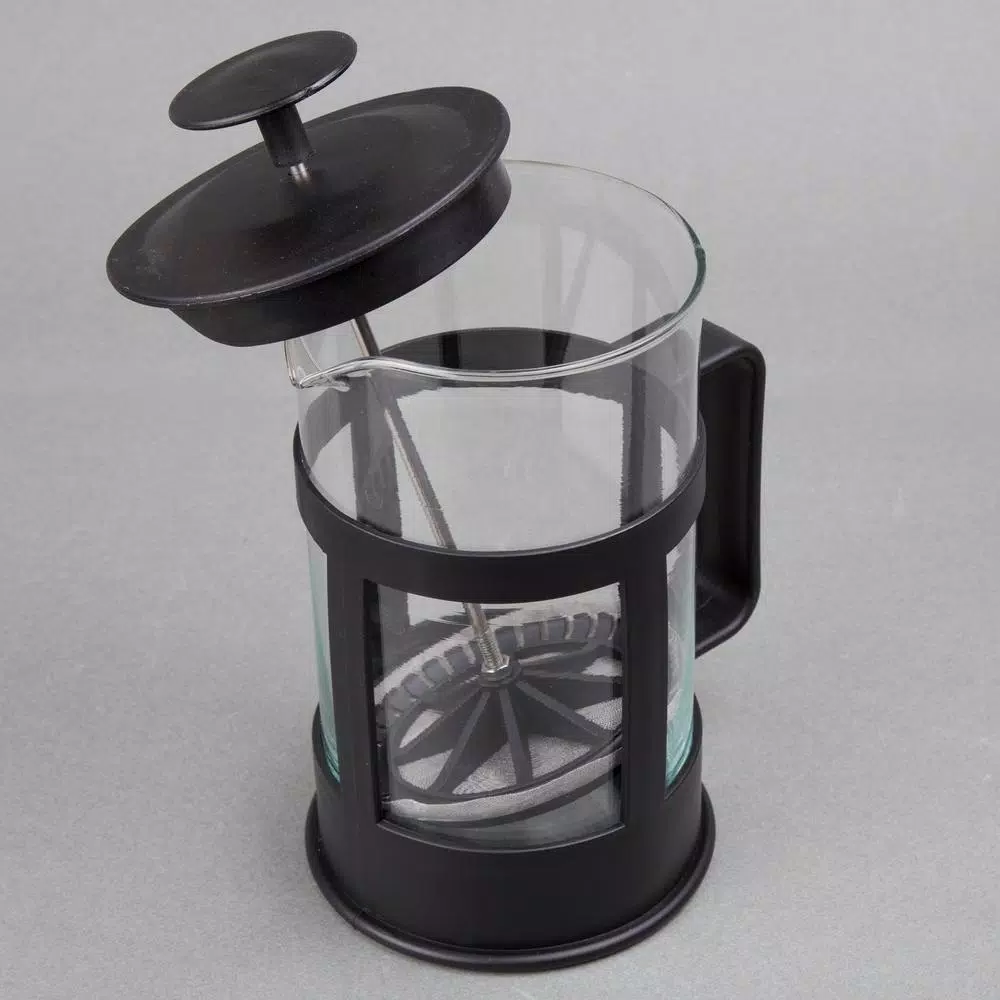 Creative Home 1000ml Glass French Press Coffee Maker and Tea Steeper, 4-Cup Stainless Steel Filter, Black