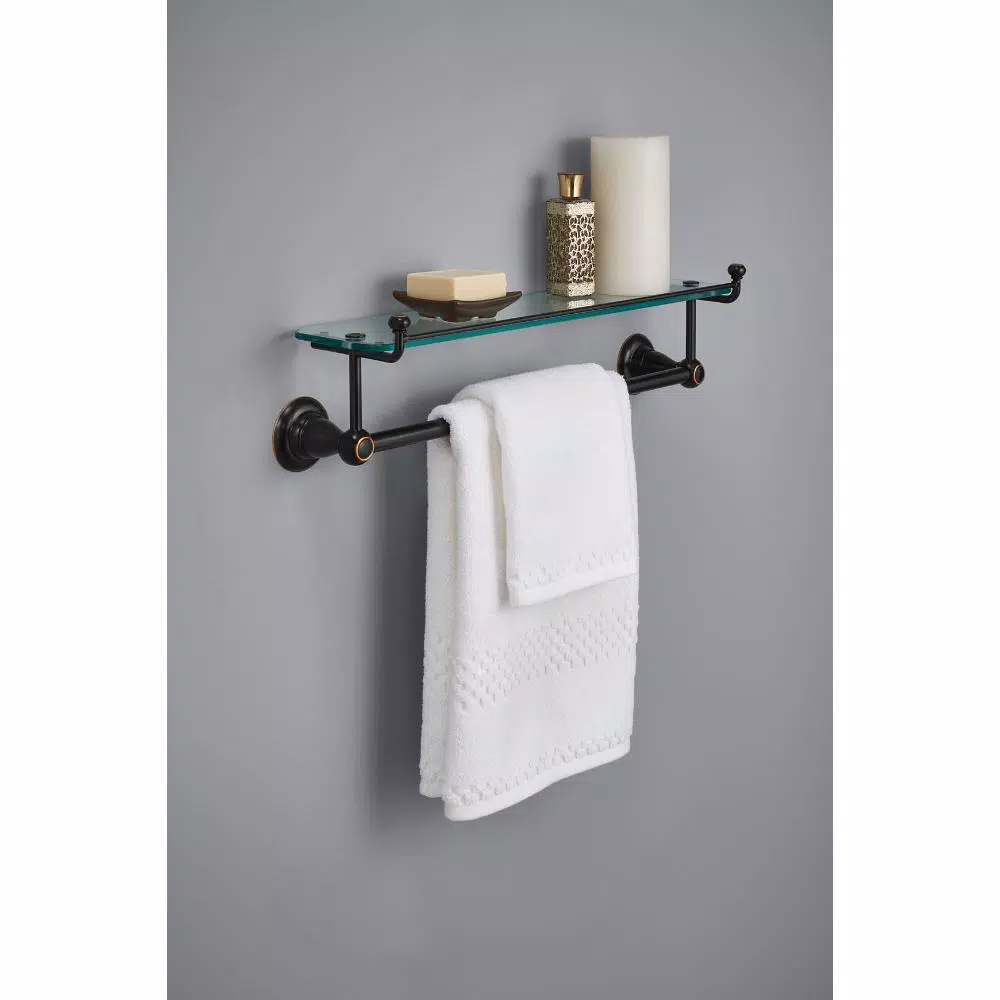 Delta Porter 18 in. Towel Bar with Glass Shelf, Oil Rubbed Bronze