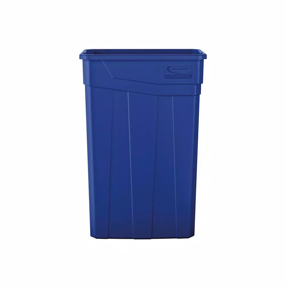 Suncast Commercial 23 Gallon Slim Blue Plastic Resin Trash Can
