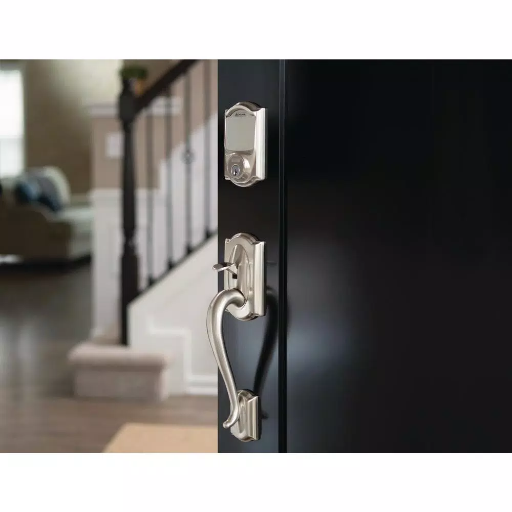 Schlage Sense Smart Deadbolt with Right-Handed Flair Lever Handleset, Satin Nickel