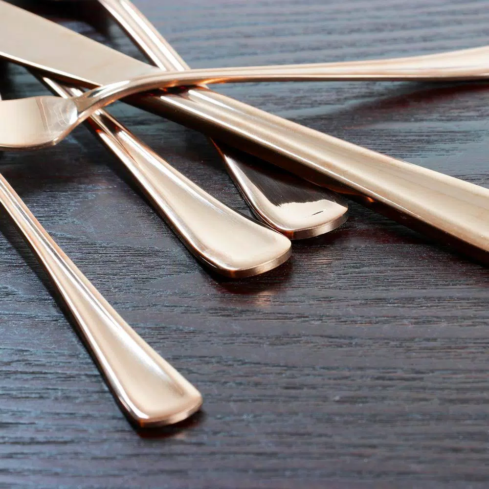Gibson Home Goldie Rose 20-Piece Stainless Steel Flatware Set, Rose Gold Finish, Service for 4