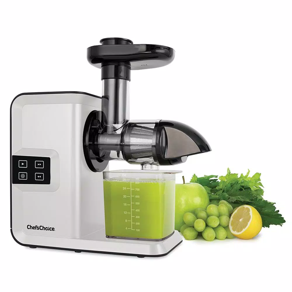 Chef'sChoice Chef's Choice Cold Press Masticating Juicer, White Horizontal Juicer with Digital Controls