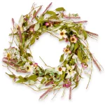 Unbranded 22 in. Purple and White Spring Floral Wreath with Lavender, Verbena, and Clematis thumbnail 1