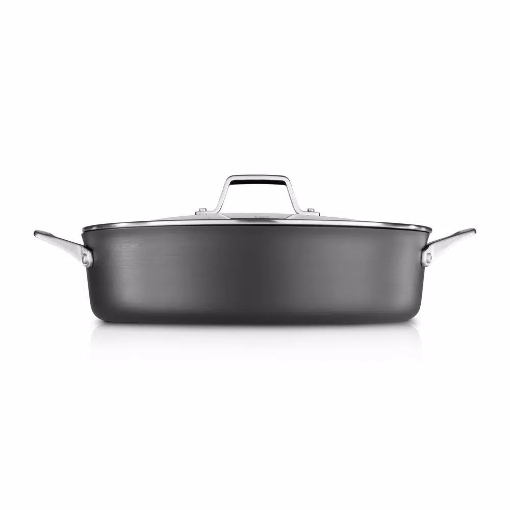 Calphalon Premier 7 qt. Hard-Anodized Aluminum Nonstick Saute Pan with Glass Lid, Black