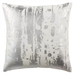 Safavieh Metallic Splatter White Striped 20 x 20 in. Throw Pillow with Down Alternative Fill thumbnail 1