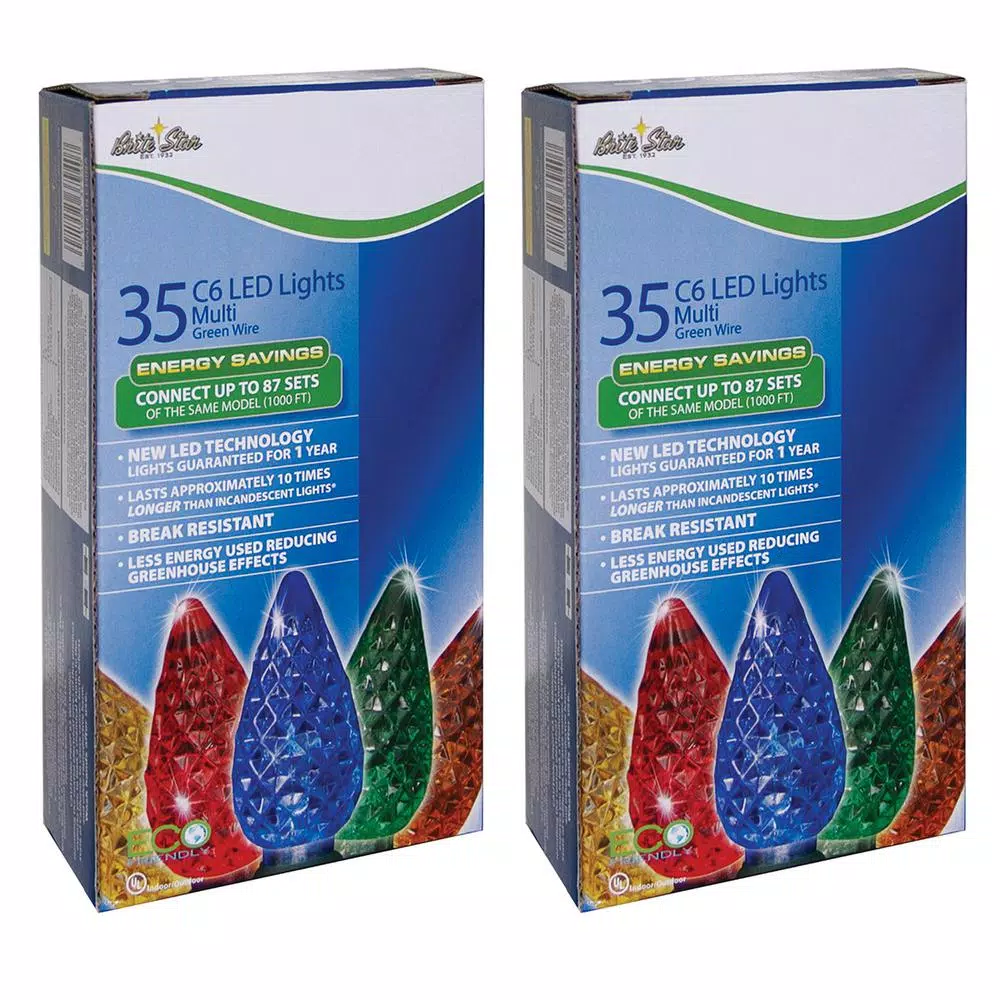 Brite Star C6 Multicolor LED Christmas String Lights, 35-Light Set (Pack of 2)