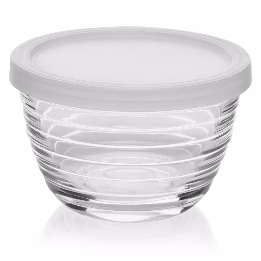 Libbey 8-Piece Small Glass Bowl Set with Lids, 6.25 oz, Clear