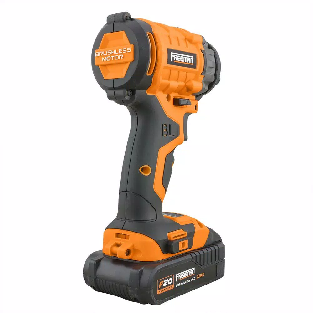 Freeman 20V Brushless 1/2 in. Cordless Impact Wrench Kit with Case and 2 Batteries