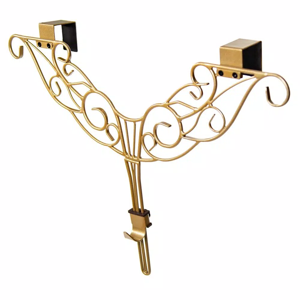 Village Lighting Company 19 in. Gold Antler Adjustable Wreath Hanger, Durable Wrought Iron