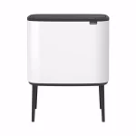 Brabantia Bo 9 Gallon Dual Compartment White Steel Rectangular Touch Bin with Removable Buckets thumbnail 1
