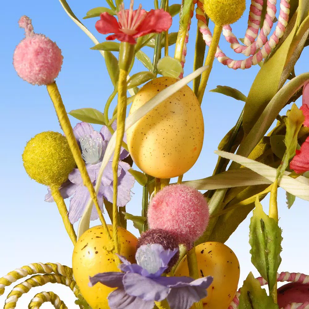 National Tree Company 24 in. Garden Accents Easter Wreath with Mixed Flowers, Eggs, and Butterflies