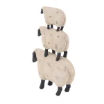 LITTON LANE 3-Stacked Sheep Polystone Sculpture - Off White Farmhouse Decor thumbnail 6