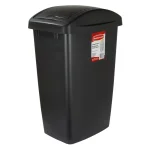 Rubbermaid 12.5 Gal. Black Swing Top Plastic Wastebasket thumbnail 1