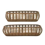 Stratton Home Decor Tulum Handcrafted Wooden Rattan Baskets, Set of 2 thumbnail 1