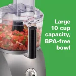 Hamilton Beach 10-Cup Food Processor, 525W, 3-Speed Grey thumbnail 2