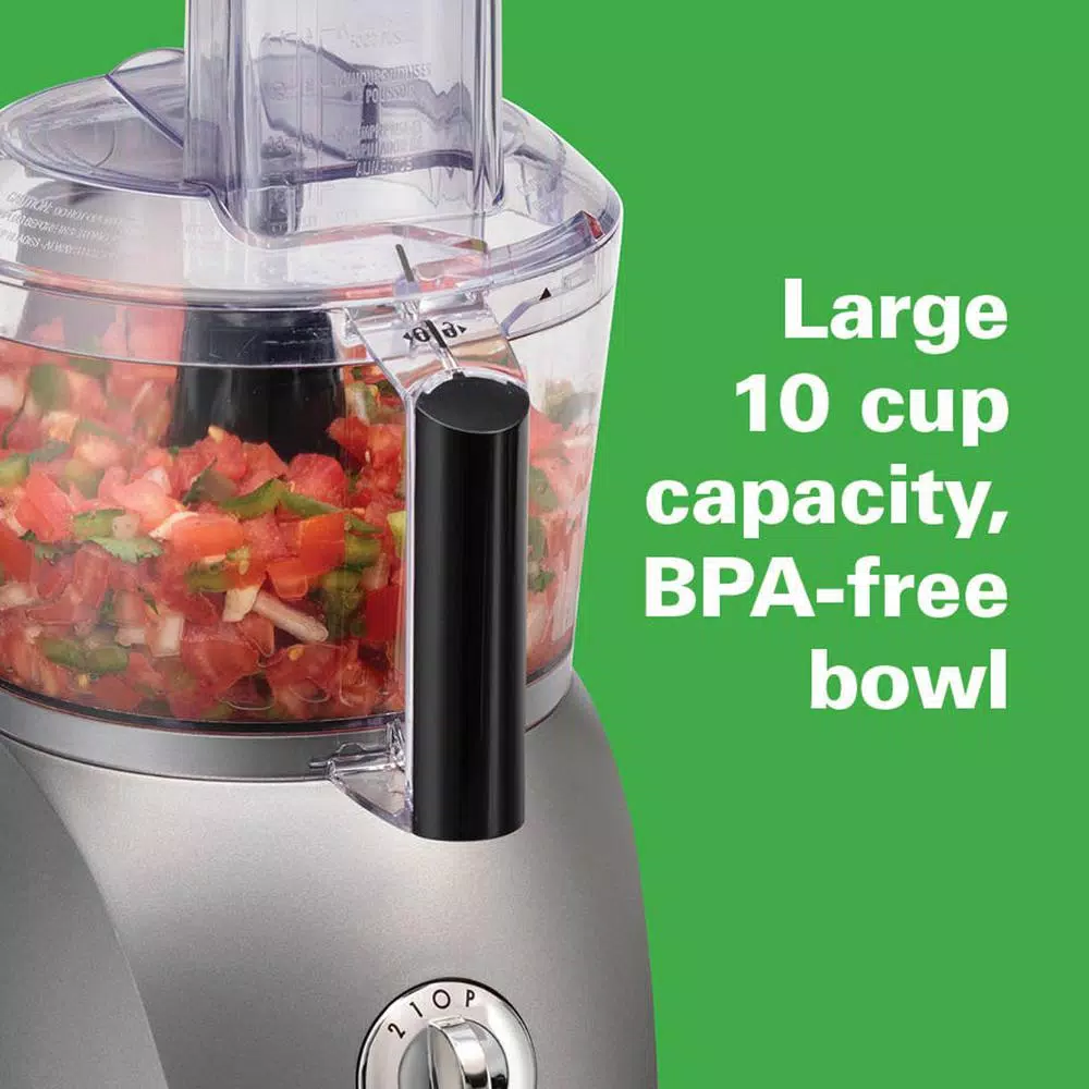 Hamilton Beach 10-Cup Food Processor, 525W, 3-Speed Grey