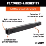 CURT 18" Receiver Tube Extender, 2" Shank, 3,500 lbs. Capacity thumbnail 5