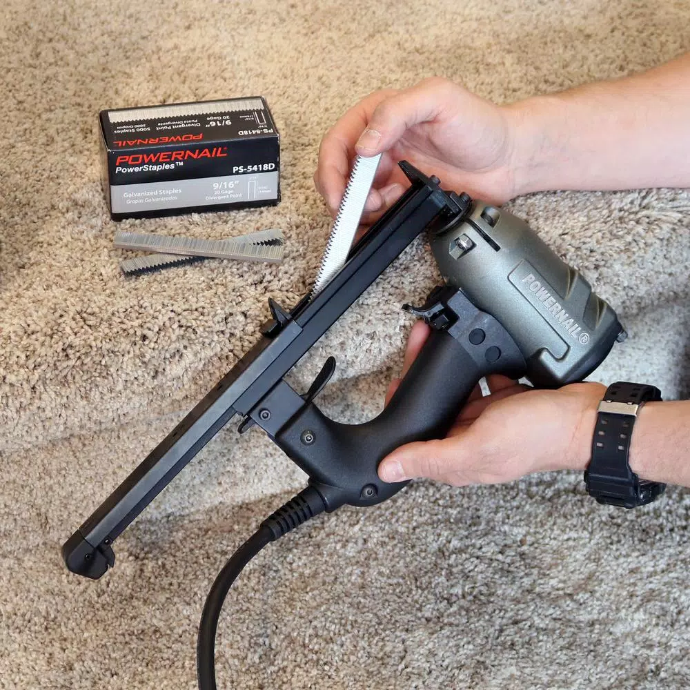 POWERNAIL Model 54E Professional Electric Carpet Stapler, 3/16 in. Crown, 9/16 in. Leg