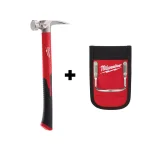 Milwaukee 19 oz. Smooth Face Hammer with Fiberglass Handle and Hammer Loop thumbnail 1