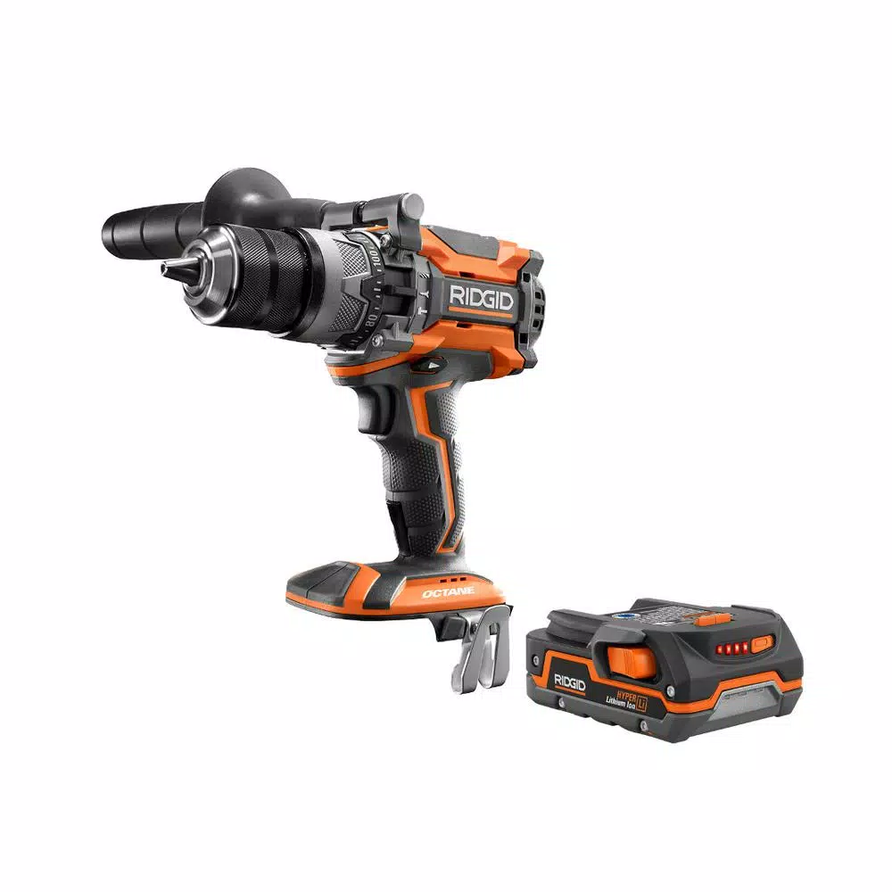 RIDGID 18V OCTANE Brushless 1/2 in. Hammer Drill Driver Kit with 1.5 Ah Battery