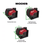Milwaukee M12 Green Cross Line and Plumb Points Laser Level Kit with 3.0 Ah Battery thumbnail 10