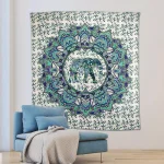 WallPops Ganesha Blue Elephant Mandala Bohemian Cotton Wall Tapestry, Multicolor thumbnail 1