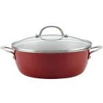 Ayesha Curry Ayesha Home Collection 7.5 Qt. Aluminum Nonstick Stock Pot with Glass Lid, Sienna Red thumbnail 1