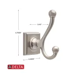 Delta Teague Double Towel Hook, SpotShield Brushed Nickel thumbnail 3
