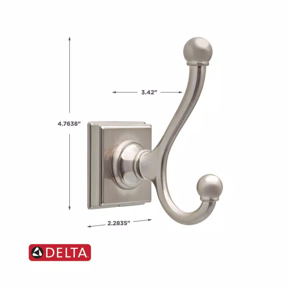 Delta Teague Double Towel Hook, SpotShield Brushed Nickel
