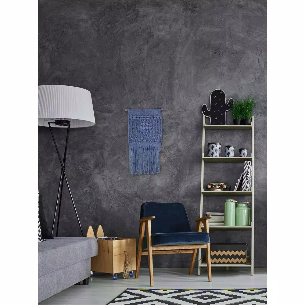 Unbranded Marmont Hill Blue Diamond Macrame Wall Tapestry - Hand Woven Cotton Wall Hanging
