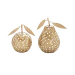 LITTON LANE Modern Reflections Gold and Silver Glass Mosaic Apple and Pear Decor Set of 2 thumbnail 3