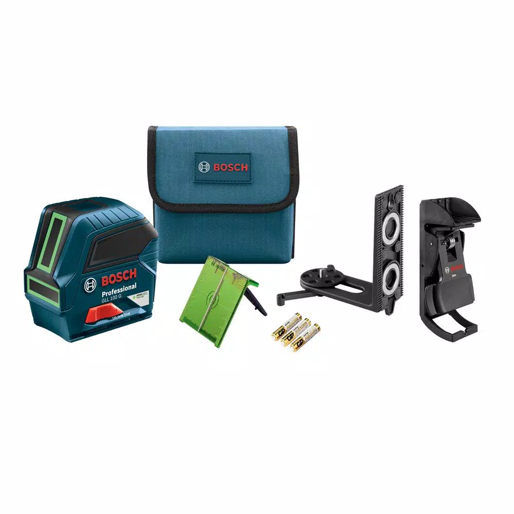 Bosch Green Beam Self-Leveling Cross Line Laser (100 ft.) and BLAZE Laser Measure (135 ft.) Combo Kit
