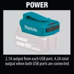Makita ADP05 18V LXT Lithium-Ion Cordless USB Power Source with Dual Ports thumbnail 7