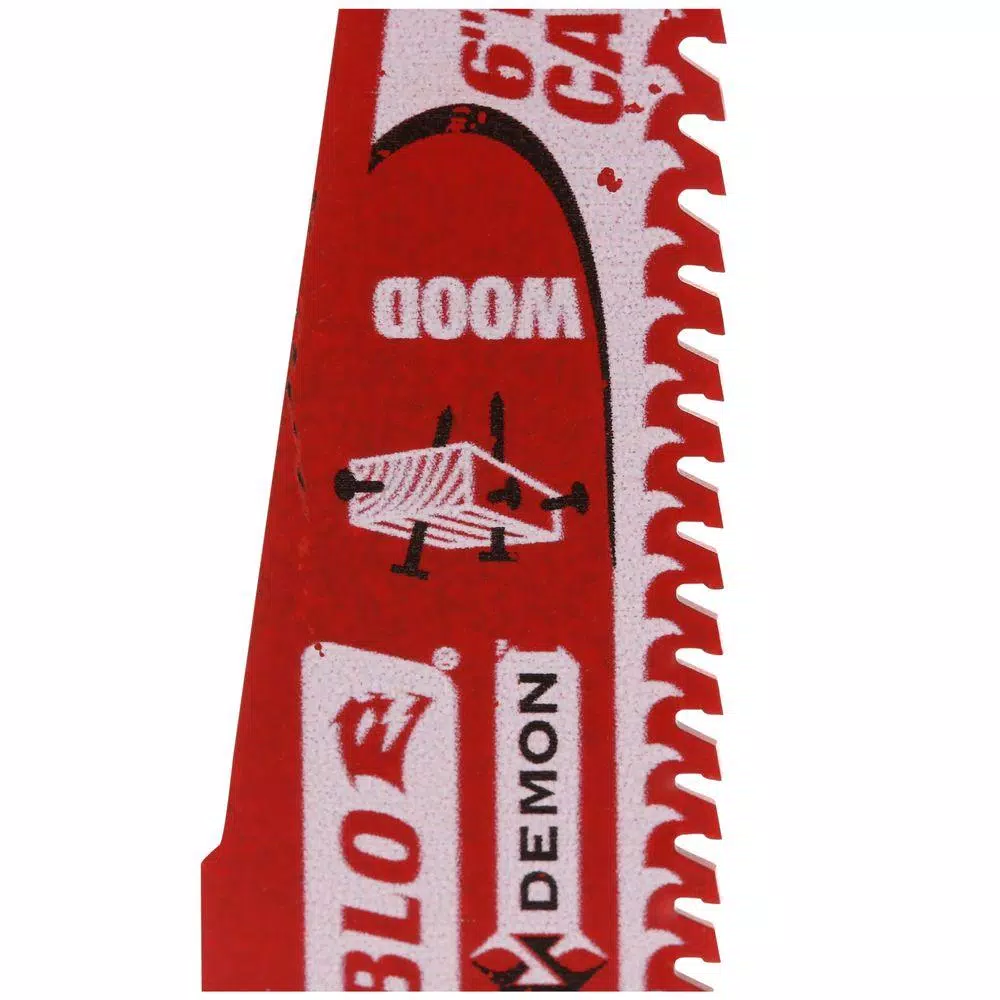 Diablo Demo Demon 6 in. Carbide-Tipped Reciprocating Saw Blade, 6/9 TPI for Nail-Embedded Wood