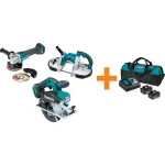 Makita 18V LXT Brushless Metal Cutting Combo Kit: Angle Grinder, Portable Band Saw, Metal Cutting Saw & 5.0 Ah Battery thumbnail 1