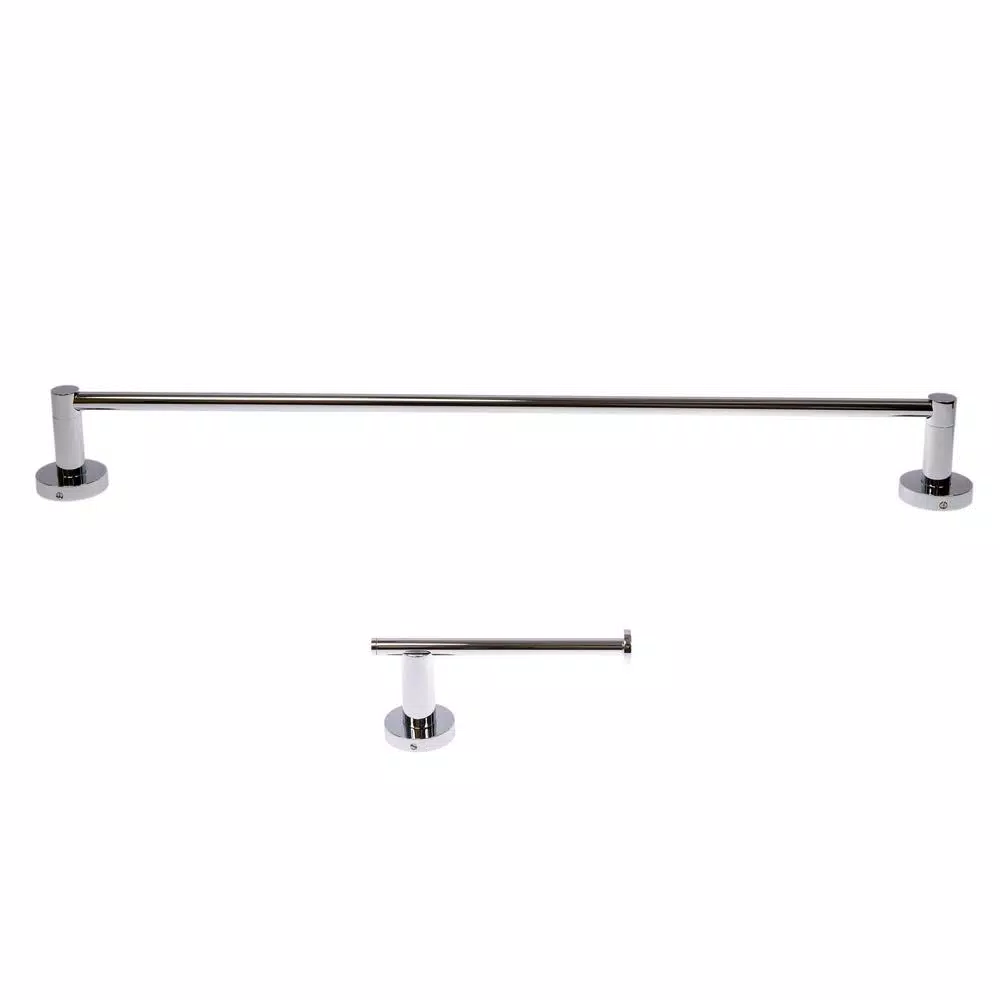 Italia Venezia 2-Piece Polished Chrome Bathroom Hardware Set - 24 in. Towel Bar & Toilet Paper Holder
