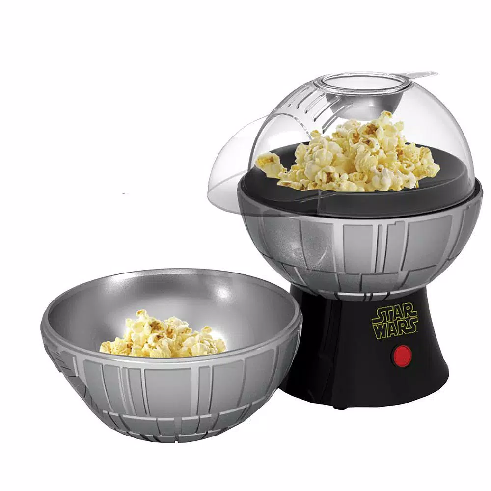 Pangea Brands Star Wars Death Star 3 oz. Hot Air Popcorn Popper, Grey Metallic Countertop Machine