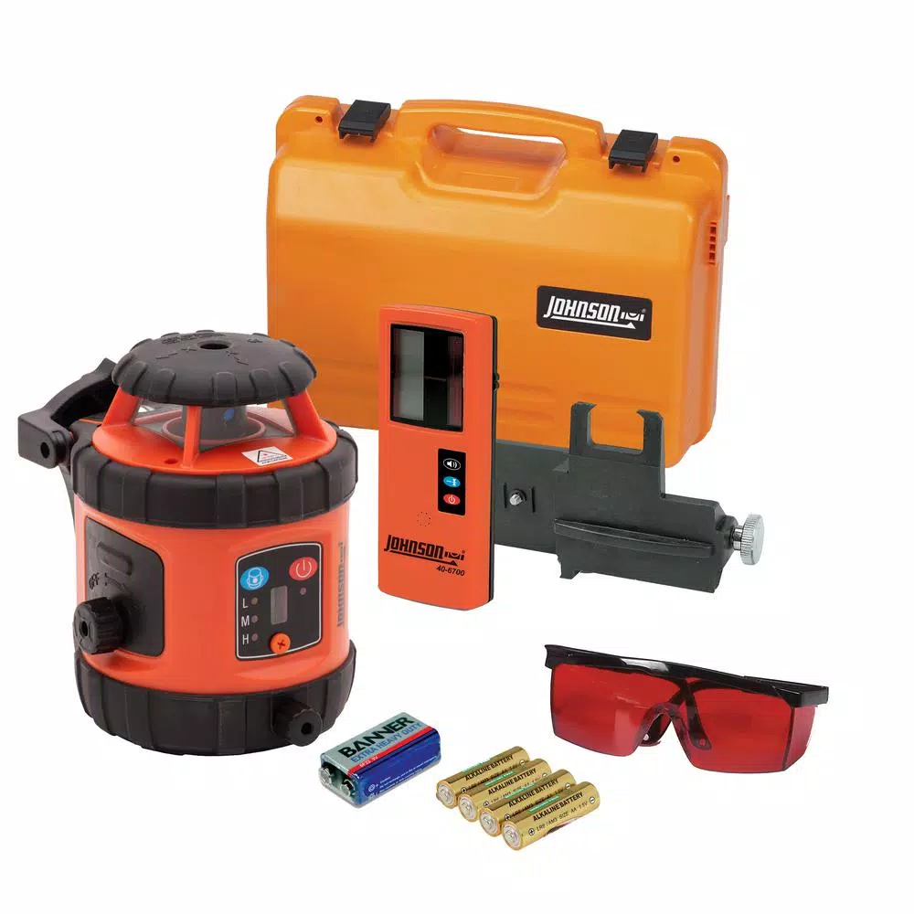 Johnson Self-Leveling 360° Rotary Laser Level with Detector, Red Beam, 800 ft. Range