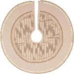 VHC Brands 21 in. Celebrate Bronze Tan Glam Christmas Mini Tree Skirt with Metallic Gold Trim thumbnail 1