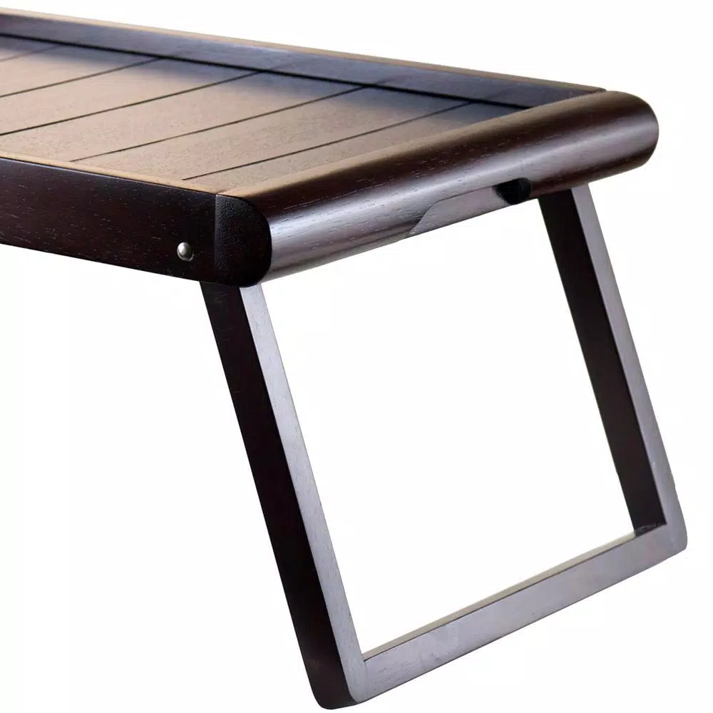 Winsome Elise Bed Tray with U-Leg Design and Wainscoting Top, Dark Espresso