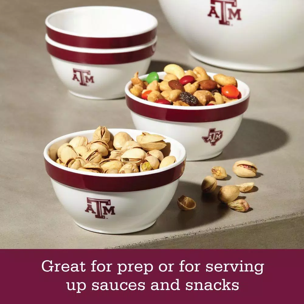 College Kitchen Collection Texas A&M Aggies 4-Piece Party Bowl Set, Maroon, 8 oz