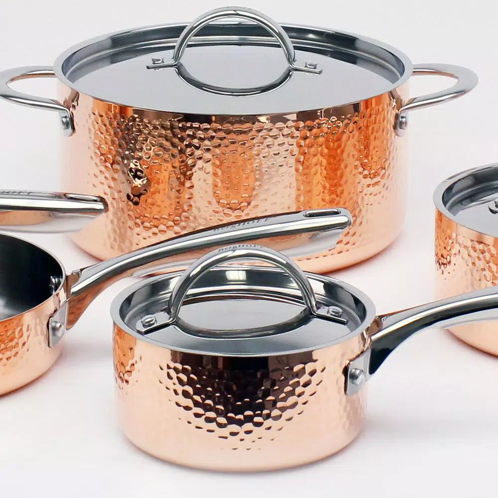 BergHOFF Vintage Collection 10-Piece Hammered Copper Stainless Steel Cookware Set
