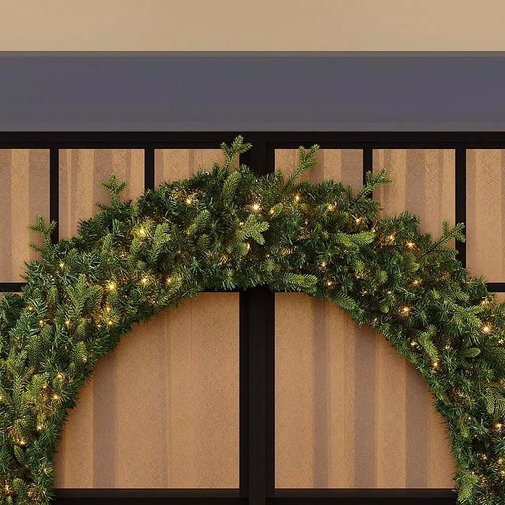 Home Accents Holiday 60 in. Jackson Noble Fir Artificial Wreath with 300 Warm White LED Micro Dot Lights